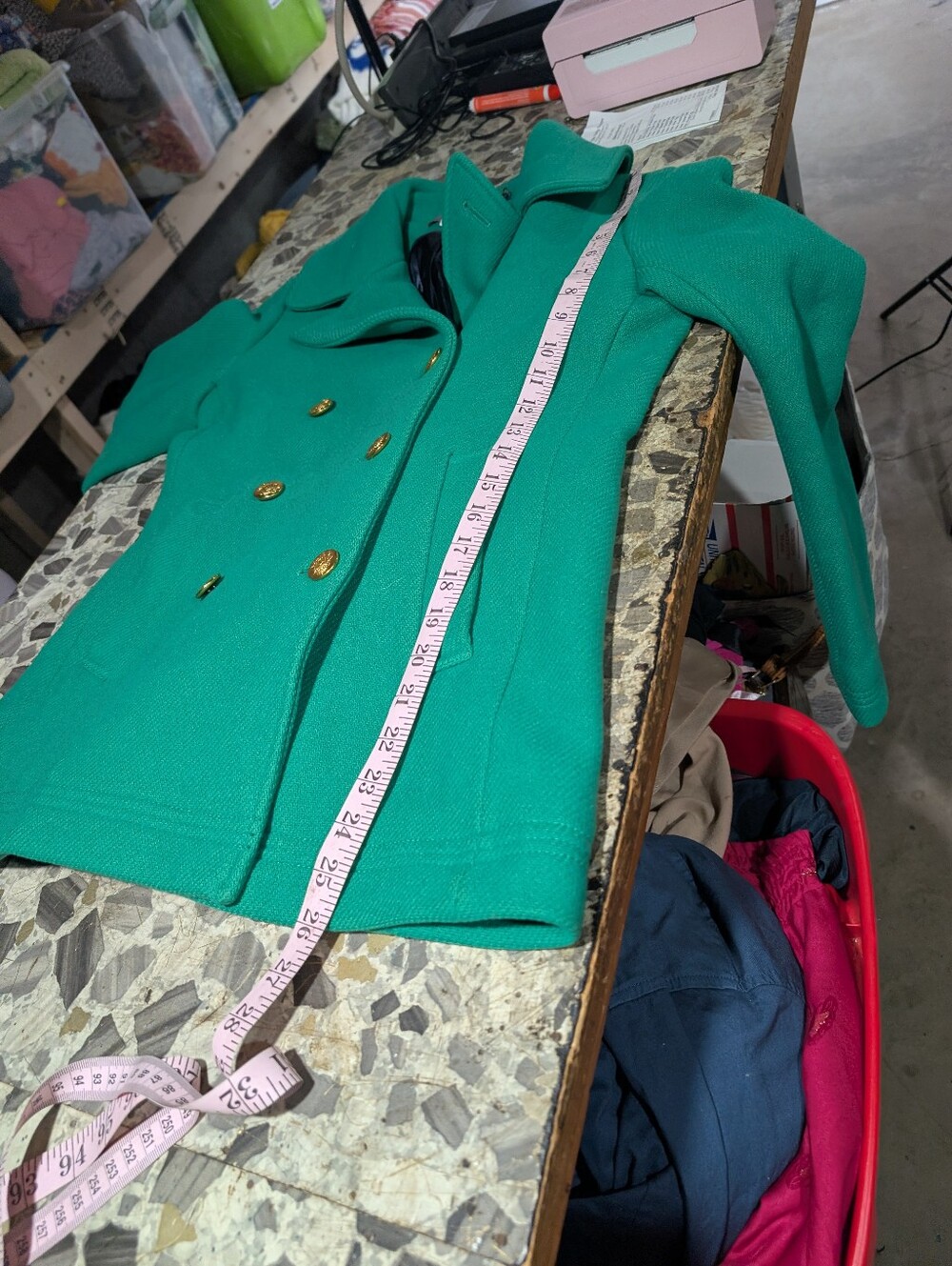 J. Crew Majesty Peacoat Jacket Stadium Cloth Wool Green ASO New Girl Size 2 - Picture 9 of 9